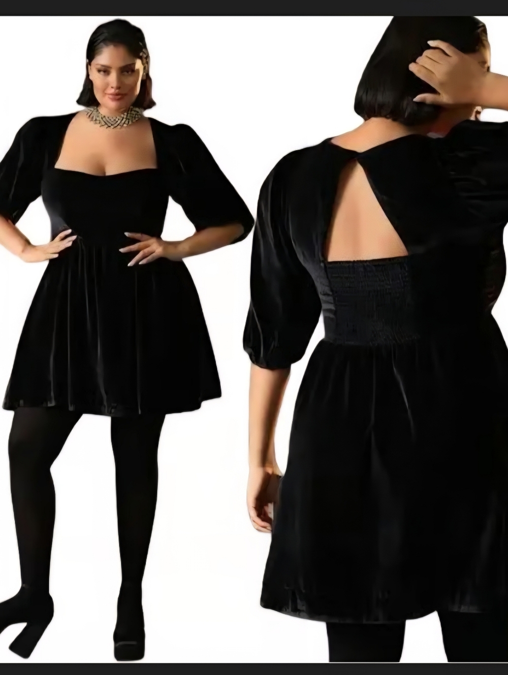Maeve Anthropologie Velvet Sweetheart Mini Party Cocktail Dress Sz 1X Black